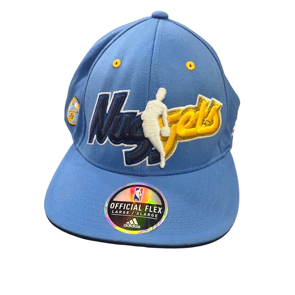 Adidas Denver‎ Nuggets NBA Draft Cap Official Flex Hat Blue Mens Size L/XL NEW